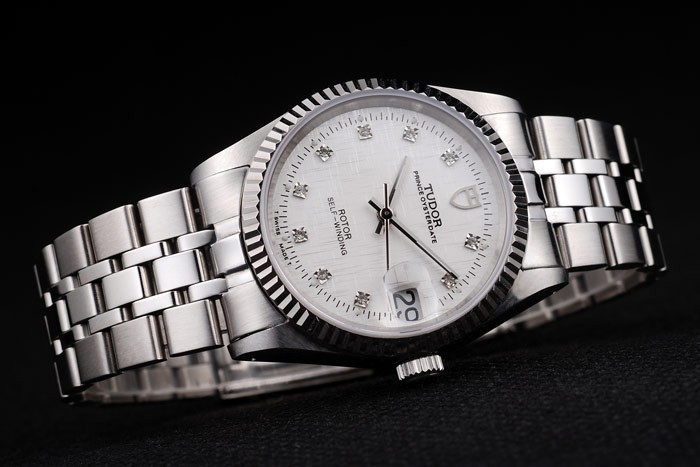 Tudor Swiss Classic Prince Date Stainless Steel Case Silver Ribbed Bezel White Dial - Image 2