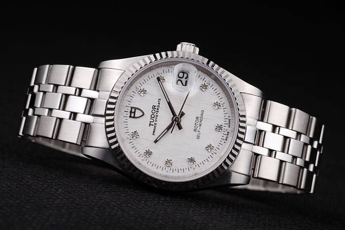 Tudor Swiss Classic Prince Date Stainless Steel Case Silver Ribbed Bezel White Dial - Image 3