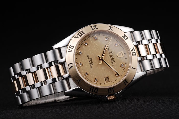 Tudor Swiss Classic Prince Date Stainless Steel Case Rose Gold Bezel Gold Dial - Image 2