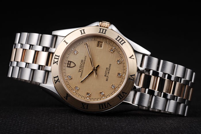Tudor Swiss Classic Prince Date Stainless Steel Case Rose Gold Bezel Gold Dial - Image 3