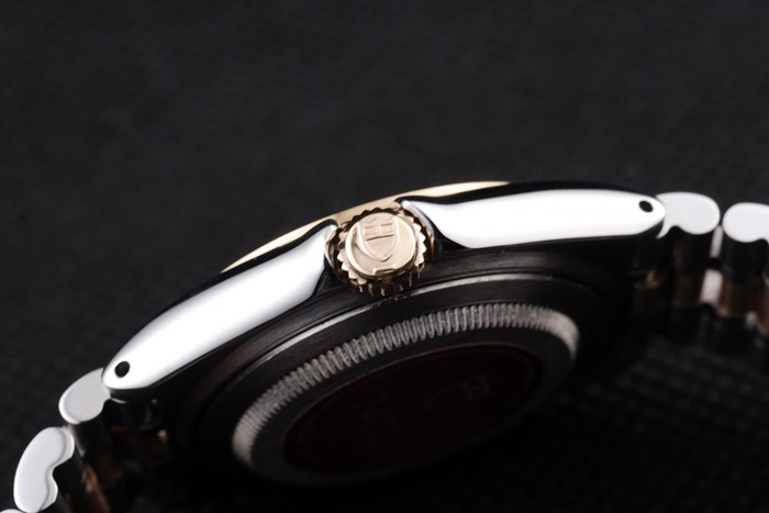 Tudor Swiss Classic Prince Date Stainless Steel Case Rose Gold Bezel Gold Dial - Image 7