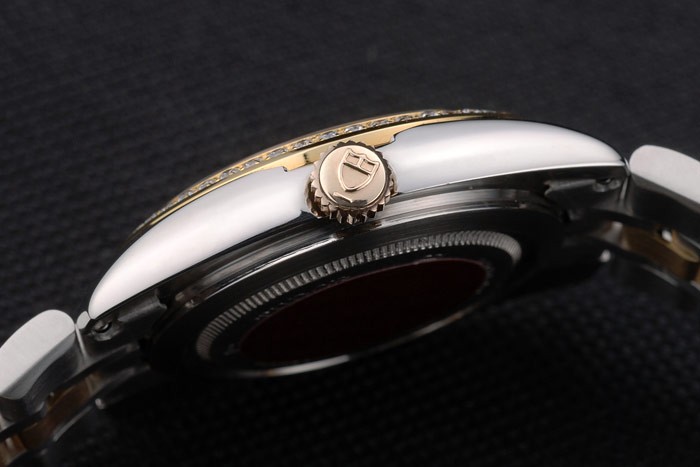 Swiss Tudor Classic Rose Crystal Encrusted Bezel Crystal Encrusted Golden Dial 80304 - Image 8