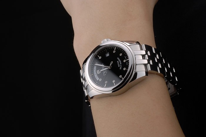 Swiss Tudor Classic Stainless Steel Bracelet Silver Black Dial 80300 - Image 9