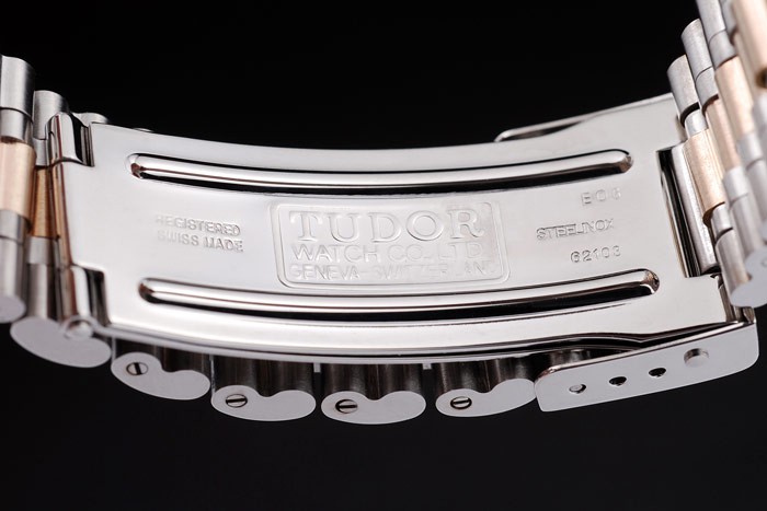 Tudor Swiss Classic Prince Date Stainless Steel Case Rose Gold Ribbed Bezel Gold Dial - Image 5