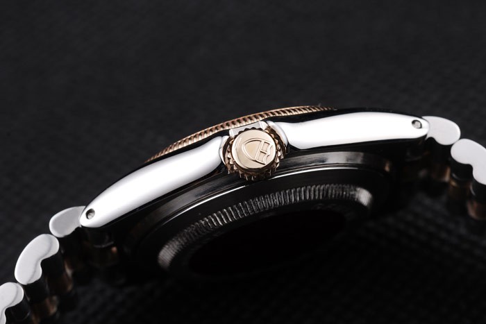 Tudor Swiss Classic Prince Date Stainless Steel Case Rose Gold Ribbed Bezel Gold Dial - Image 7