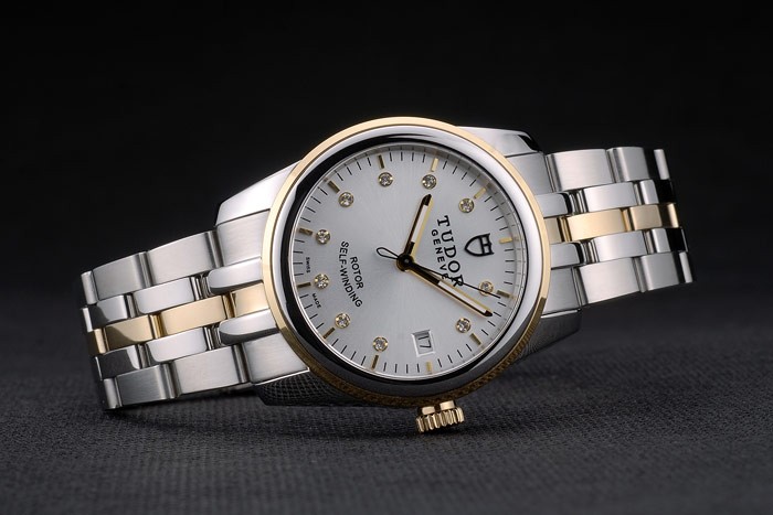 Swiss Tudor Classic Rose Gold Ribber Bezel Crystal Encrusted Silver Dial 80303 - Image 3