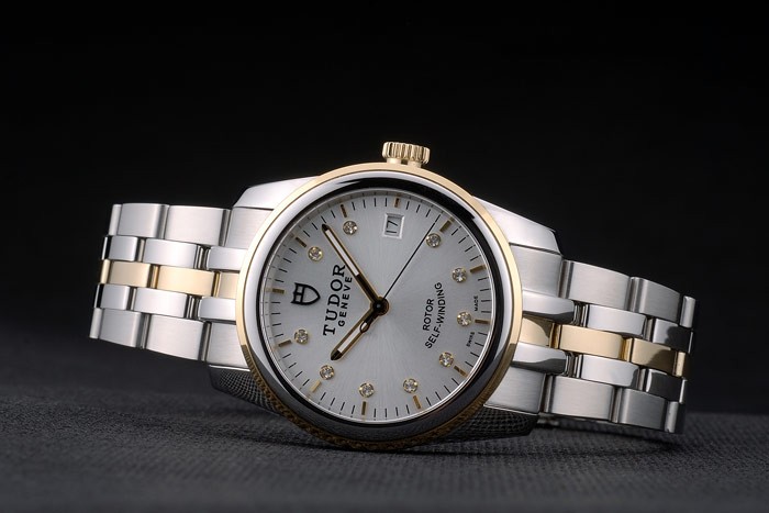 Swiss Tudor Classic Rose Gold Ribber Bezel Crystal Encrusted Silver Dial 80303 - Image 4