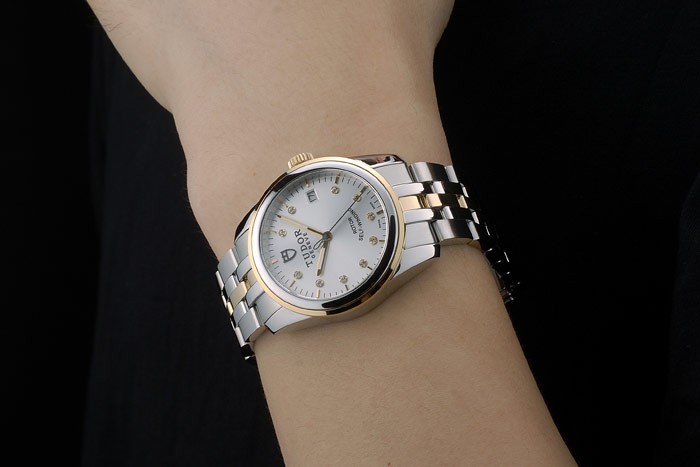 Swiss Tudor Classic Rose Gold Ribber Bezel Crystal Encrusted Silver Dial 80303 - Image 9