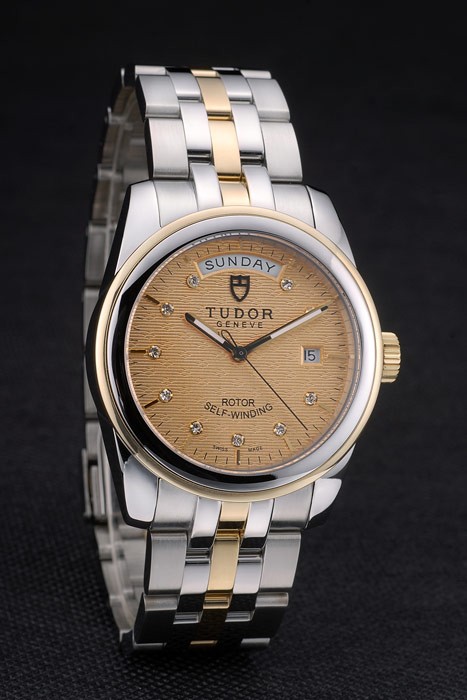 Swiss Tudor Classic Rose Gold and Stainless Steel Polished Bezel Golden Dial 80305 - Image 2