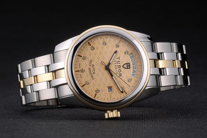 Swiss Tudor Classic Rose Gold and Stainless Steel Polished Bezel Golden Dial 80305 - Image 3