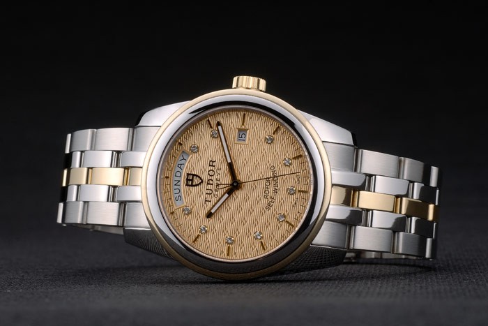 Swiss Tudor Classic Rose Gold and Stainless Steel Polished Bezel Golden Dial 80305 - Image 4