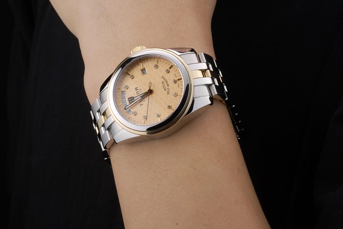Swiss Tudor Classic Rose Gold and Stainless Steel Polished Bezel Golden Dial 80305 - Image 9