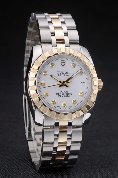 Swiss Tudor Classic Rose Gold Ribber Bezel Crystal Encrusted White Dial 80301 - Image 2
