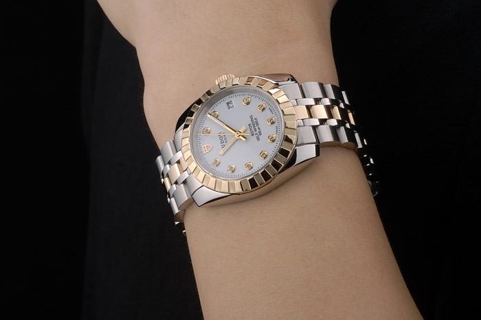 Swiss Tudor Classic Rose Gold Ribber Bezel Crystal Encrusted White Dial 80301 - Image 9