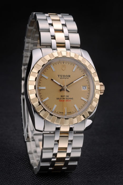 Swiss Tudor Classic Rose Gold Ribber Bezel Crystal Encrusted Golden Dial 80302 - Image 2
