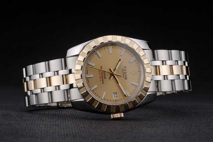 Swiss Tudor Classic Rose Gold Ribber Bezel Crystal Encrusted Golden Dial 80302 - Image 3