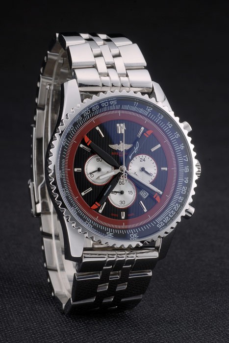 Breitling Certifie Polished Silver Stainless Steel Strap Black Dial Chronograph 80173 - Image 2