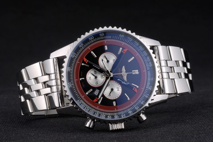 Breitling Certifie Polished Silver Stainless Steel Strap Black Dial Chronograph 80173 - Image 3