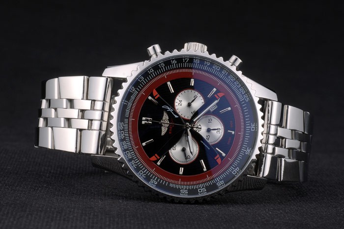 Breitling Certifie Polished Silver Stainless Steel Strap Black Dial Chronograph 80173 - Image 4