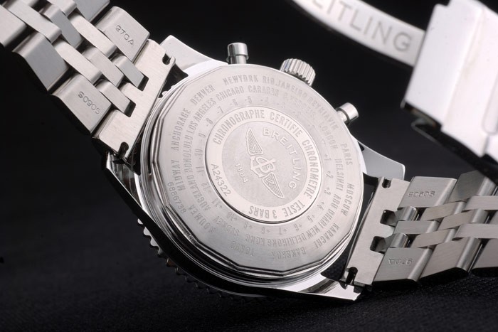 Breitling Certifie Polished Silver Stainless Steel Strap Black Dial Chronograph 80173 - Image 7