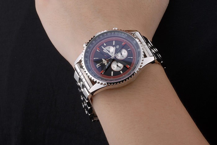 Breitling Certifie Polished Silver Stainless Steel Strap Black Dial Chronograph 80173 - Image 9