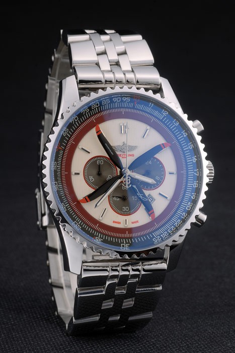 Breitling Certifie Polished Silver Stainless Steel Strap Beige Dial Chronograph 80174 - Image 2