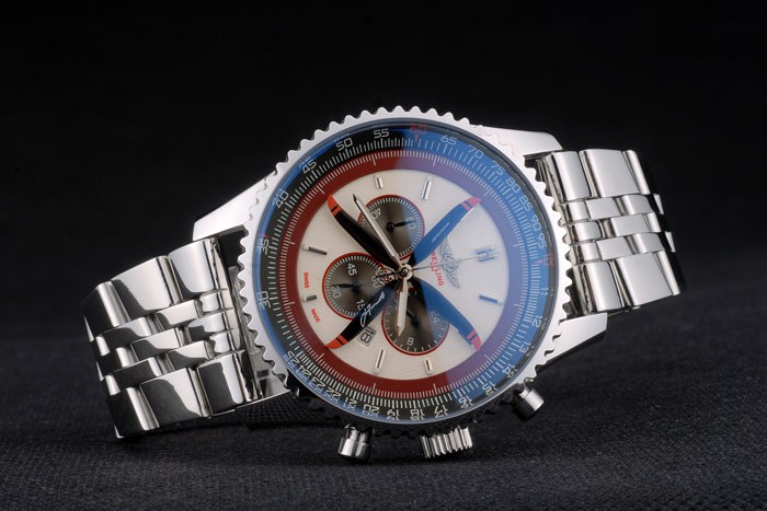 Breitling Certifie Polished Silver Stainless Steel Strap Beige Dial Chronograph 80174 - Image 3