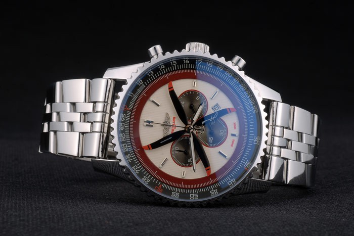 Breitling Certifie Polished Silver Stainless Steel Strap Beige Dial Chronograph 80174 - Image 4