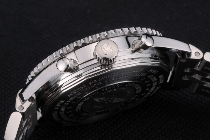 Breitling Certifie Polished Silver Stainless Steel Strap Beige Dial Chronograph 80174 - Image 8