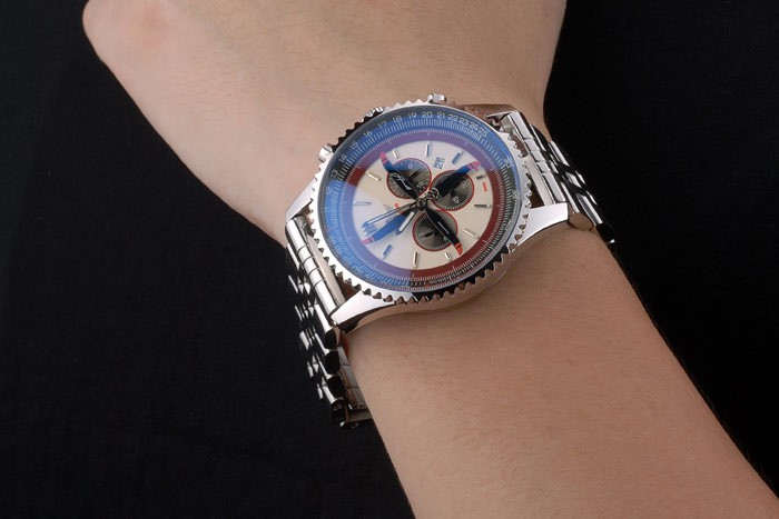 Breitling Certifie Polished Silver Stainless Steel Strap Beige Dial Chronograph 80174 - Image 9