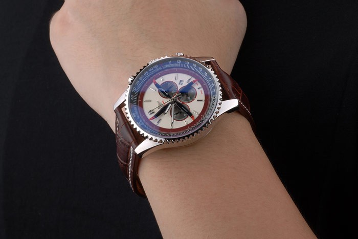 Breitling Certifie Brown Leather Strap Beige Dial Chronograph 80175 - Image 3