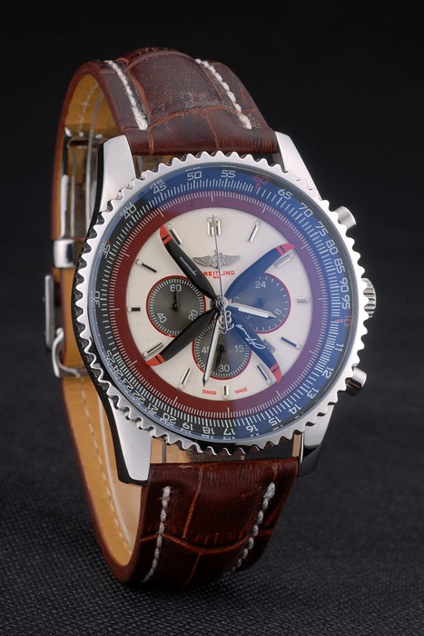 Breitling Certifie Brown Leather Strap Beige Dial Chronograph 80175 - Image 4