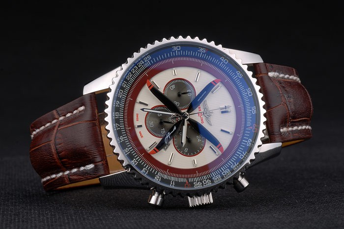 Breitling Certifie Brown Leather Strap Beige Dial Chronograph 80175 - Image 5