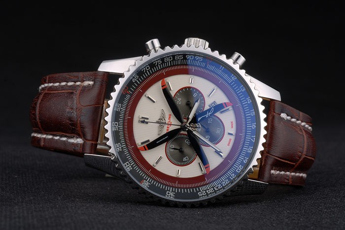 Breitling Certifie Brown Leather Strap Beige Dial Chronograph 80175 - Image 6