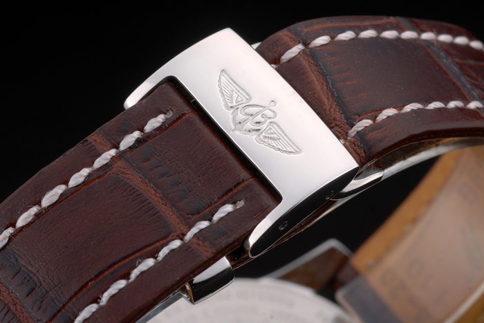 Breitling Certifie Brown Leather Strap Beige Dial Chronograph 80175 - Image 7