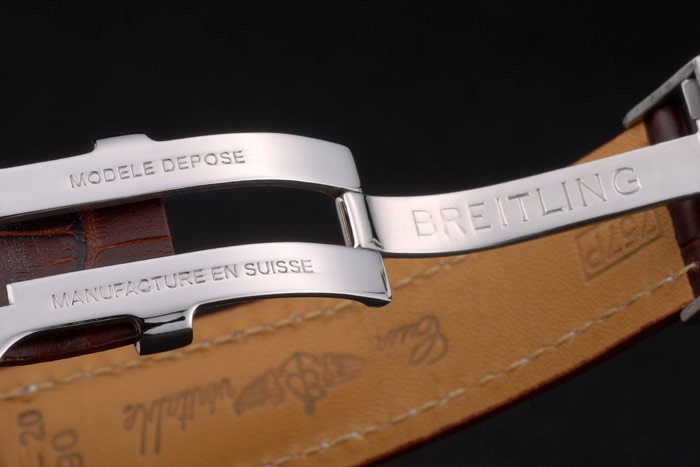 Breitling Certifie Brown Leather Strap Beige Dial Chronograph 80175 - Image 8