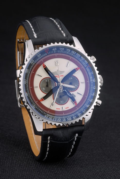 Breitling Certifie Black Leather Strap Beige Dial Chronograph 80177 - Image 2