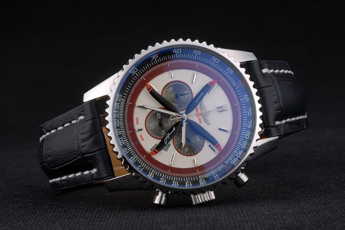 Breitling Certifie Black Leather Strap Beige Dial Chronograph 80177 - Image 3