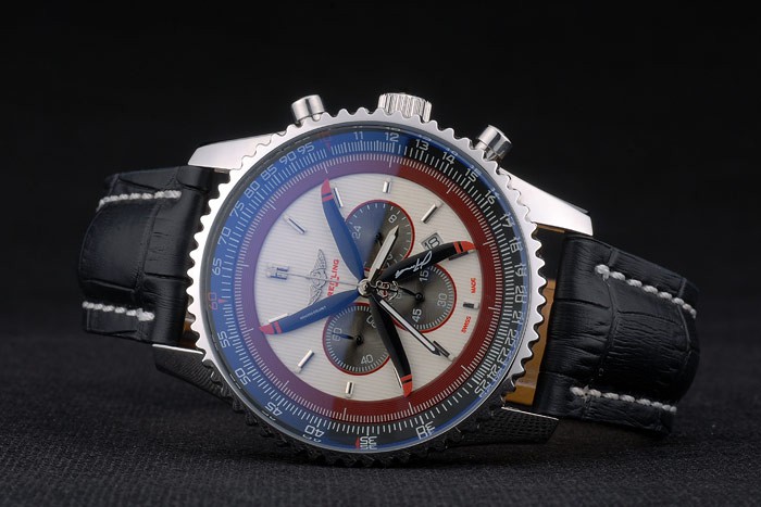 Breitling Certifie Black Leather Strap Beige Dial Chronograph 80177 - Image 4