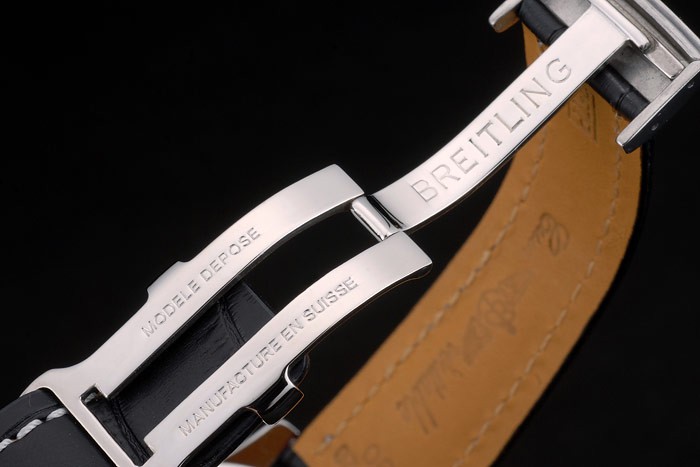 Breitling Certifie Black Leather Strap Beige Dial Chronograph 80177 - Image 6