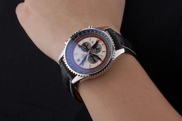 Breitling Certifie Black Leather Strap Beige Dial Chronograph 80177 - Image 9