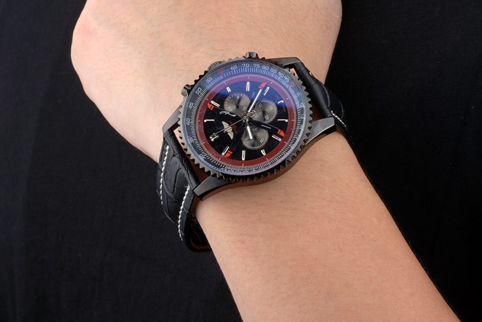 Breitling Certifie Black Leather Strap Black Dial Chronograph 80179 - Image 3