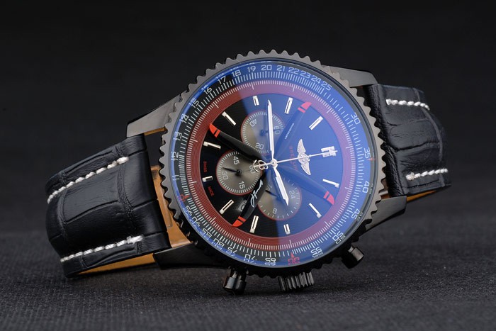 Breitling Certifie Black Leather Strap Black Dial Chronograph 80179 - Image 5