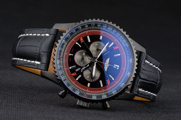 Breitling Certifie Black Leather Strap Black Dial Chronograph 80179 - Image 6