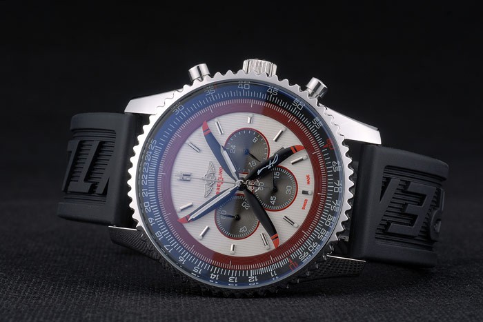 Breitling Certifie Black Rubber Strap Beige Dial Chronograph 80181 - Image 4