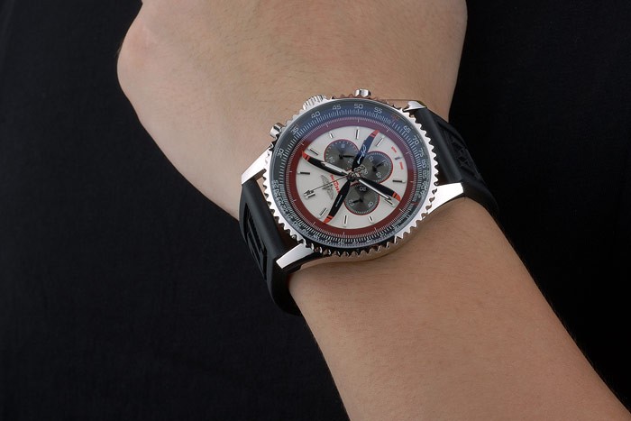 Breitling Certifie Black Rubber Strap Beige Dial Chronograph 80181 - Image 8