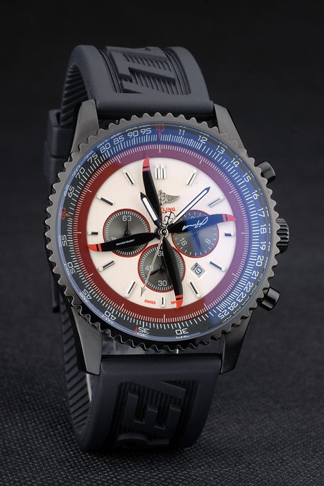 Breitling Certifie Black Rubber Strap Beige Dial Chronograph 80183 - Image 2