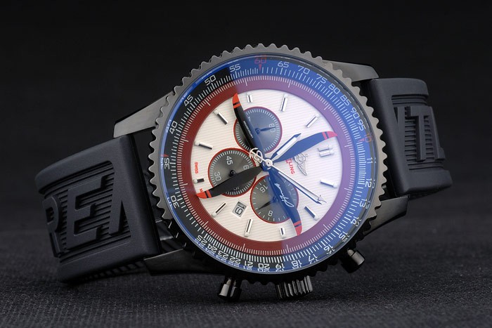 Breitling Certifie Black Rubber Strap Beige Dial Chronograph 80183 - Image 3