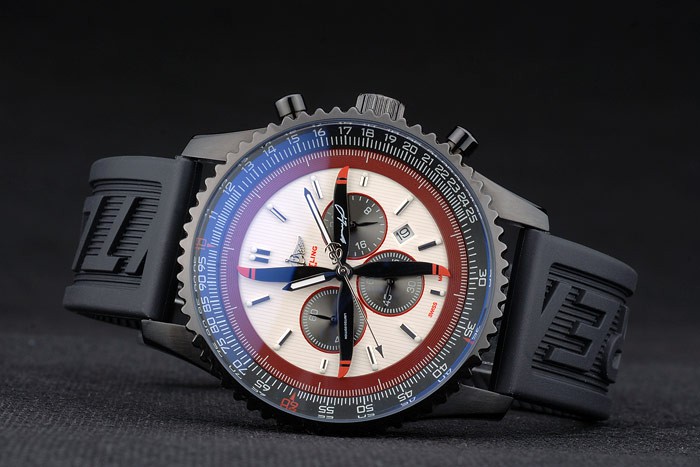 Breitling Certifie Black Rubber Strap Beige Dial Chronograph 80183 - Image 4