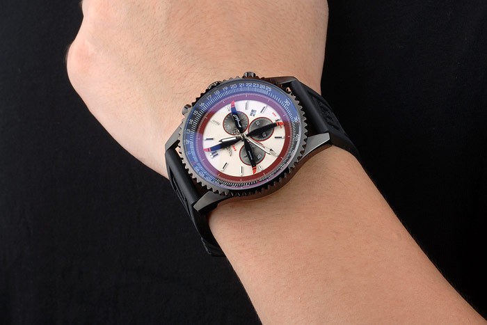 Breitling Certifie Black Rubber Strap Beige Dial Chronograph 80183 - Image 8